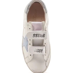 GOLDEN GOOSE Baskets Enfant Old School Cuir Blanc Bleu Poudré Argenté 8