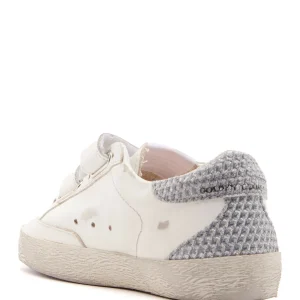 GOLDEN GOOSE Baskets Enfant Old School Cuir Blanc Bleu Poudré Argenté 10