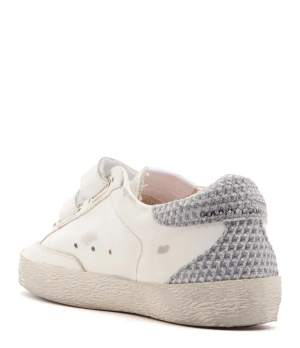 GOLDEN GOOSE Baskets Enfant Old School Cuir Blanc Bleu Poudré Argenté 4