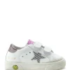 GOLDEN GOOSE Baskets Enfant May School Cuir Blanc Argenté Gris 19