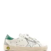 GOLDEN GOOSE Baskets Enfant Old School Cuir Blanc Argenté Vert 20