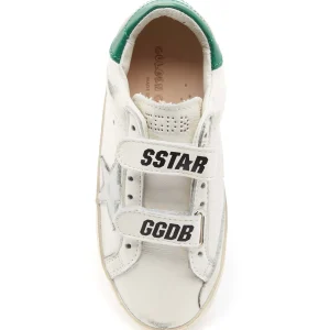 GOLDEN GOOSE Baskets Enfant Old School Cuir Blanc Argenté Vert 8