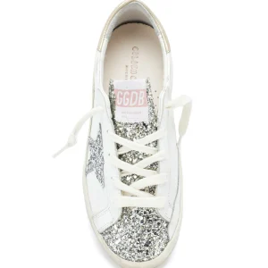 GOLDEN GOOSE Baskets Enfant Superstar Cuir Glitter Blanc Argenté 8