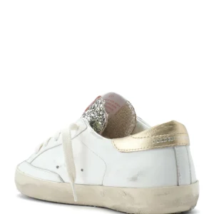GOLDEN GOOSE Baskets Enfant Superstar Cuir Glitter Blanc Argenté 10