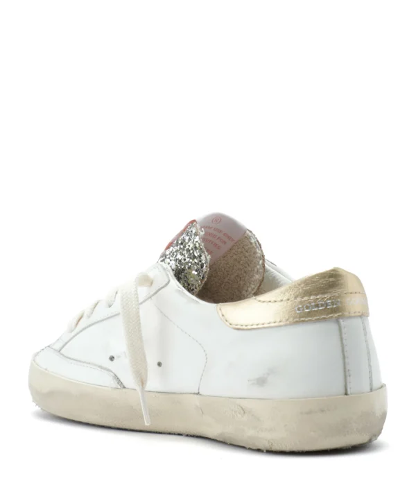 GOLDEN GOOSE Baskets Enfant Superstar Cuir Glitter Blanc Argenté 4