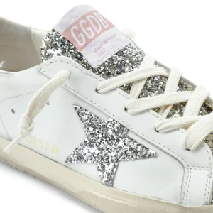 GOLDEN GOOSE Baskets Enfant Superstar Cuir Glitter Blanc Argenté 12