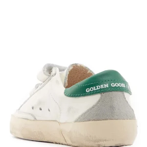 GOLDEN GOOSE Baskets Enfant Old School Cuir Blanc Argenté Vert 10