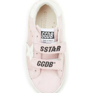 GOLDEN GOOSE Baskets Bébé Old School Cuir Suédé Rose Blanc 8
