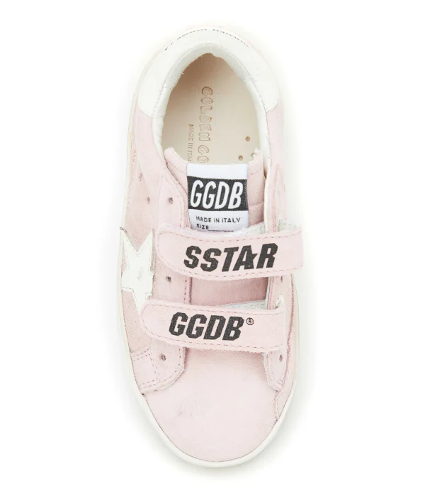 GOLDEN GOOSE Baskets Bébé Old School Cuir Suédé Rose Blanc 3