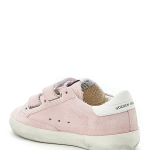 GOLDEN GOOSE Baskets Bébé Old School Cuir Suédé Rose Blanc 10