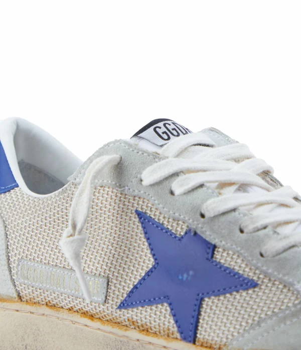 GOLDEN GOOSE Baskets Homme Ball Star Cuir Gris Bleu 4
