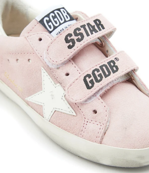 GOLDEN GOOSE Baskets Enfant Old School Cuir Suédé Rose Blanc 5