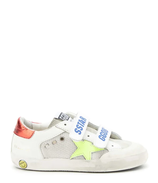 GOLDEN GOOSE Baskets Enfant Old School Cuir Blanc Rouge 1