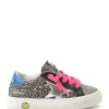 GOLDEN GOOSE Baskets Bébé May Cuir Suédé Léopard Rose 22