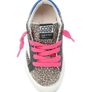 GOLDEN GOOSE Baskets Bébé May Cuir Suédé Léopard Rose 8
