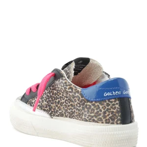 GOLDEN GOOSE Baskets Bébé May Cuir Suédé Léopard Rose 10