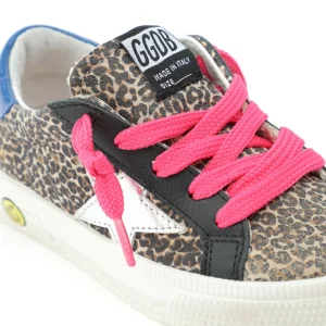 GOLDEN GOOSE Baskets Bébé May Cuir Suédé Léopard Rose 12