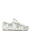 GOLDEN GOOSE Baskets Bébé Superstar Sérigraphie Cuir Blanc Gris 14