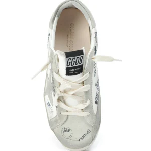 GOLDEN GOOSE Baskets Bébé Superstar Sérigraphie Cuir Blanc Gris 8