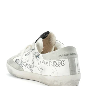 GOLDEN GOOSE Baskets Bébé Superstar Sérigraphie Cuir Blanc Gris 10