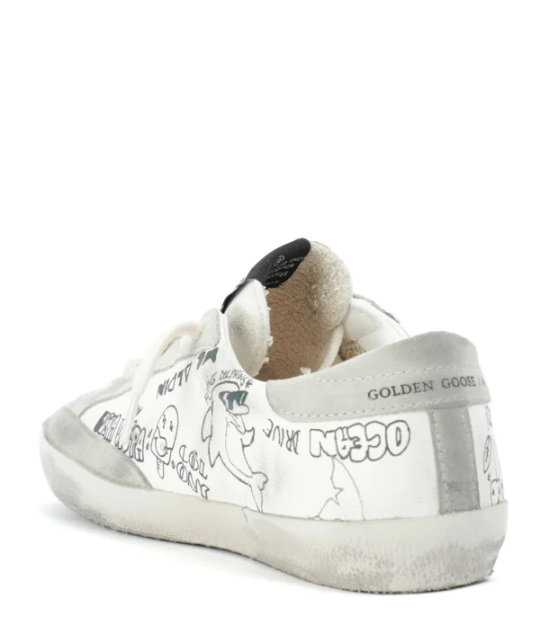 GOLDEN GOOSE Baskets Bébé Superstar Sérigraphie Cuir Blanc Gris 4