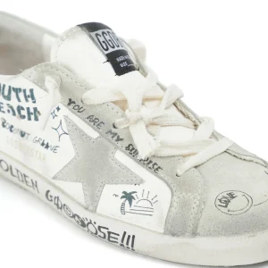 GOLDEN GOOSE Baskets Bébé Superstar Sérigraphie Cuir Blanc Gris 12