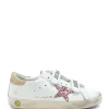 GOLDEN GOOSE Baskets Bébé Old School Cuir Glitter Blanc Rose Beige 16