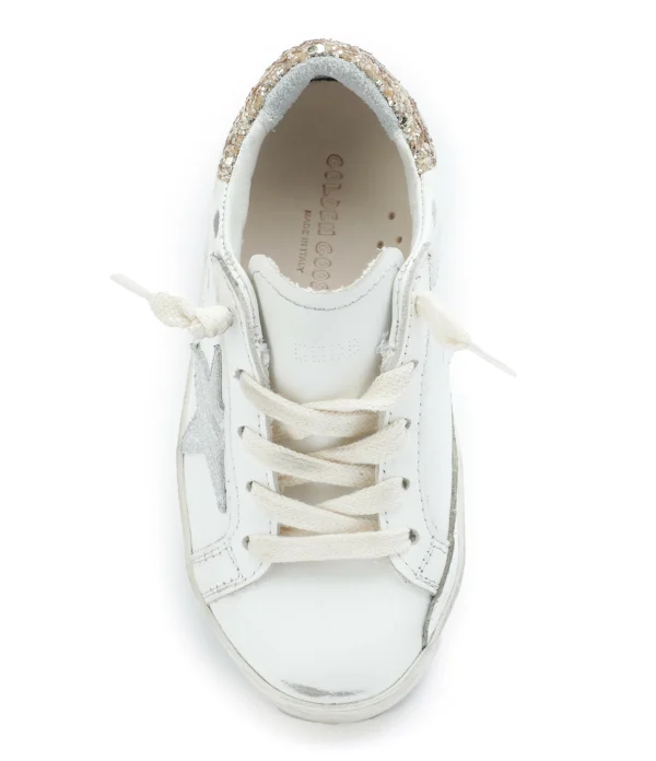 GOLDEN GOOSE Baskets Bébé Superstar Cuir Glitter Blanc Doré 3