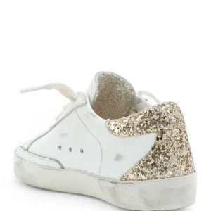 GOLDEN GOOSE Baskets Bébé Superstar Cuir Glitter Blanc Doré 10