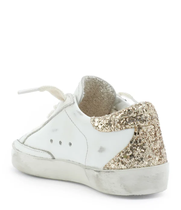 GOLDEN GOOSE Baskets Bébé Superstar Cuir Glitter Blanc Doré 4