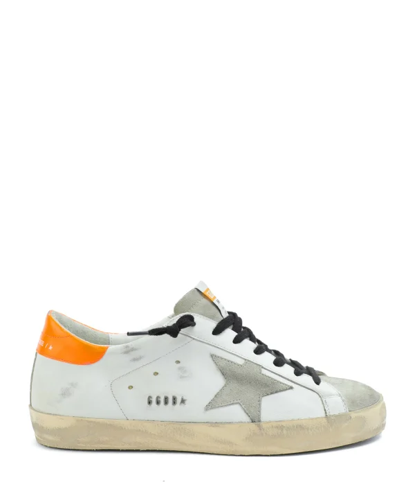 GOLDEN GOOSE Baskets Homme Superstar Cuir Blanc Orange 1