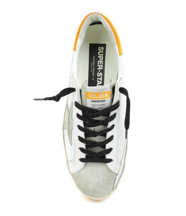 GOLDEN GOOSE Baskets Homme Superstar Cuir Blanc Orange 3