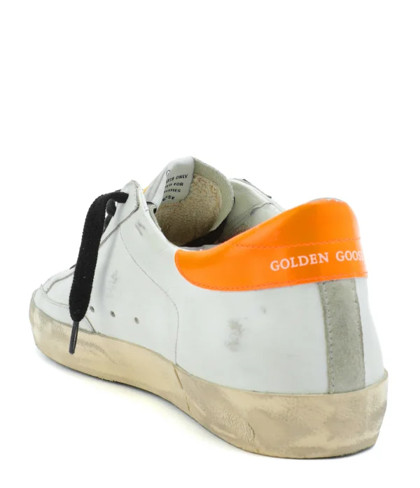 GOLDEN GOOSE Baskets Homme Superstar Cuir Blanc Orange 4