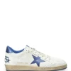 GOLDEN GOOSE Baskets Ball Star Cuir Blanc Bleu Métallisé 20