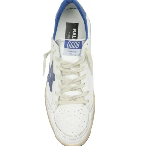 GOLDEN GOOSE Baskets Ball Star Cuir Blanc Bleu Métallisé 14