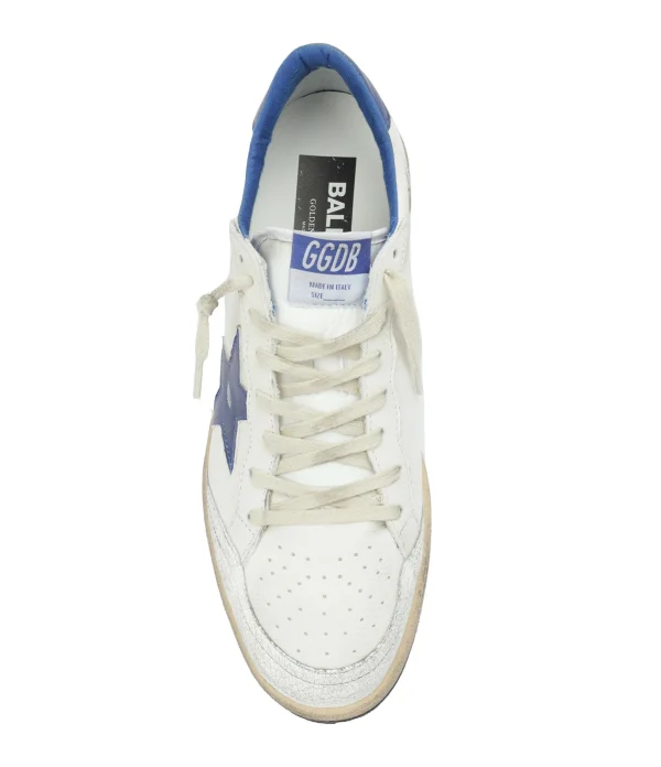 GOLDEN GOOSE Baskets Ball Star Cuir Blanc Bleu Métallisé 3