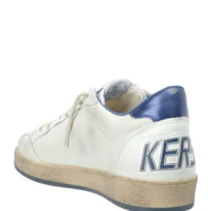 GOLDEN GOOSE Baskets Ball Star Cuir Blanc Bleu Métallisé 16