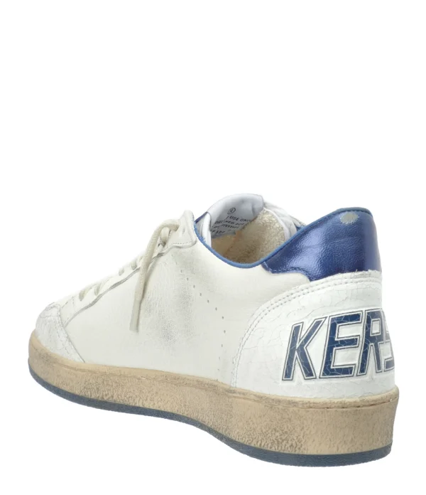 GOLDEN GOOSE Baskets Ball Star Cuir Blanc Bleu Métallisé 4
