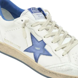 GOLDEN GOOSE Baskets Ball Star Cuir Blanc Bleu Métallisé 18