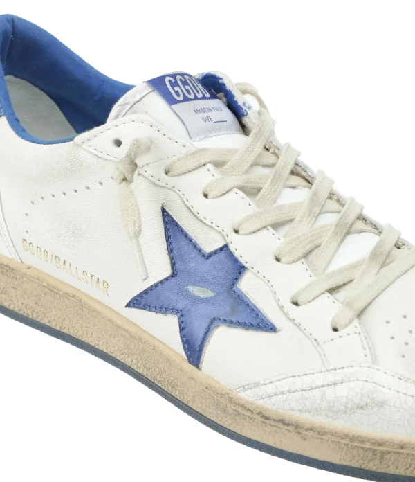 GOLDEN GOOSE Baskets Ball Star Cuir Blanc Bleu Métallisé 5