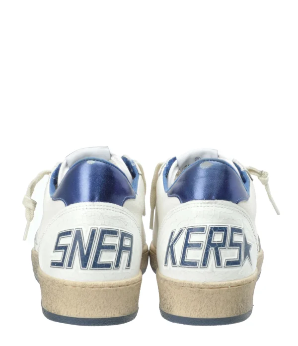 GOLDEN GOOSE Baskets Ball Star Cuir Blanc Bleu Métallisé 6
