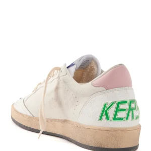 GOLDEN GOOSE Baskets Ball Star Serpent Cuir Beige Rose 13