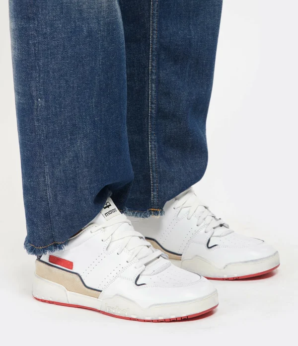 ISABEL MARANT Baskets Emree Cuir Blanc Bleu 6