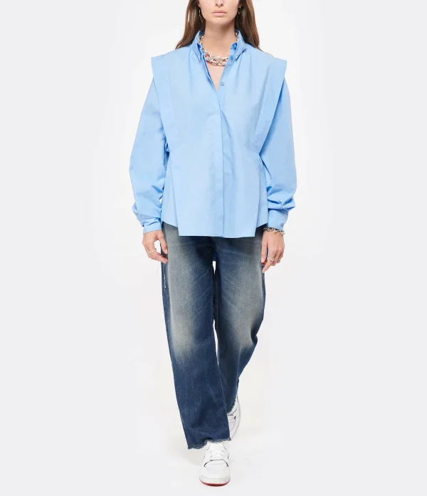 ISABEL MARANT Baskets Emree Cuir Blanc Bleu 7