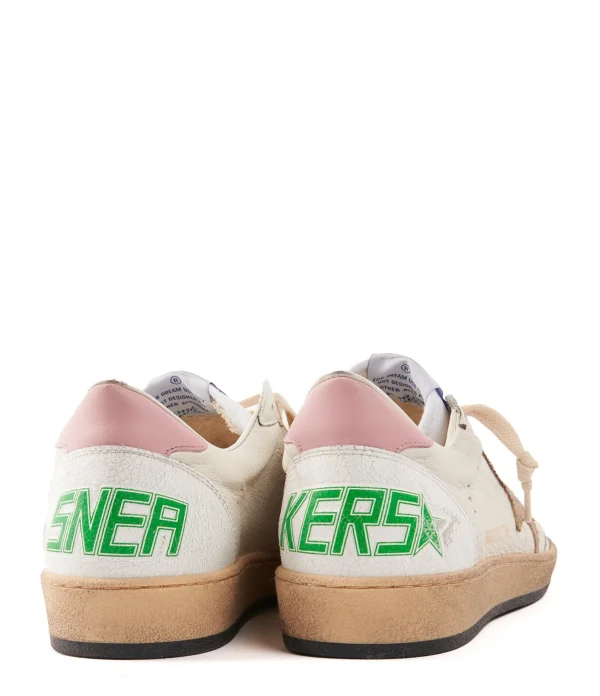 GOLDEN GOOSE Baskets Ball Star Serpent Cuir Beige Rose 5
