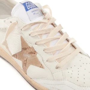 GOLDEN GOOSE Baskets Ball Star Serpent Cuir Beige Rose 17