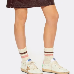 GOLDEN GOOSE Baskets Ball Star Serpent Cuir Beige Rose 19