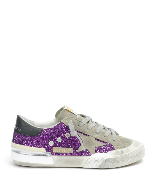GOLDEN GOOSE Baskets Superstar Cuir Glitter Violet 1