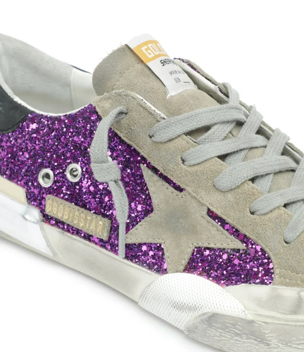 GOLDEN GOOSE Baskets Superstar Cuir Glitter Violet 5